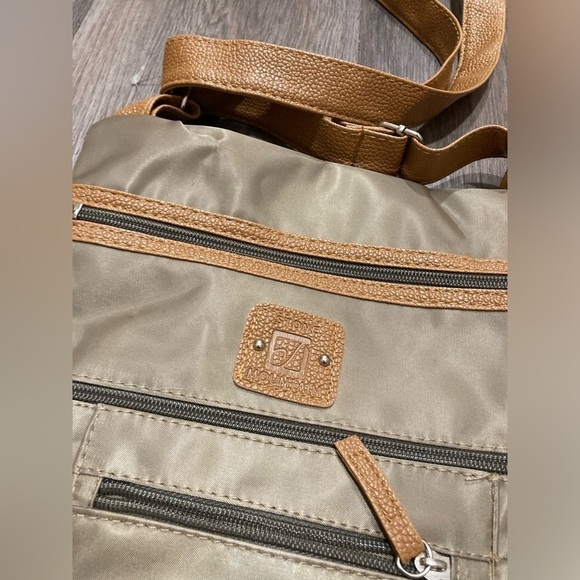 STONE MOUNTAIN PURSE Crossbody Handbag Brown Nylon w/Leather Strap & Accents - Picture 5 of 9